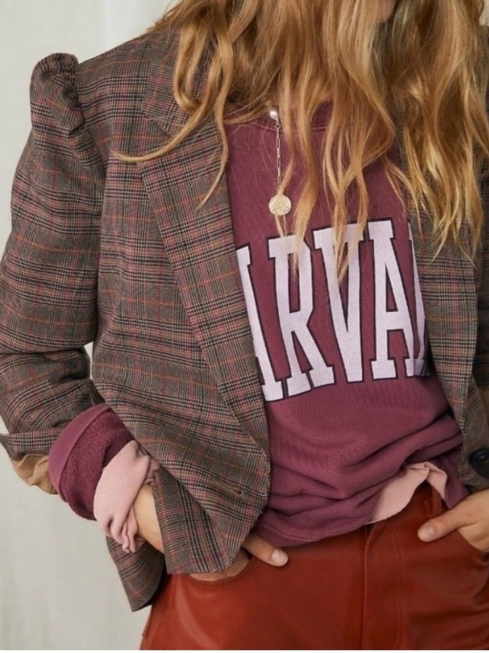 Free People Plaid Blazer